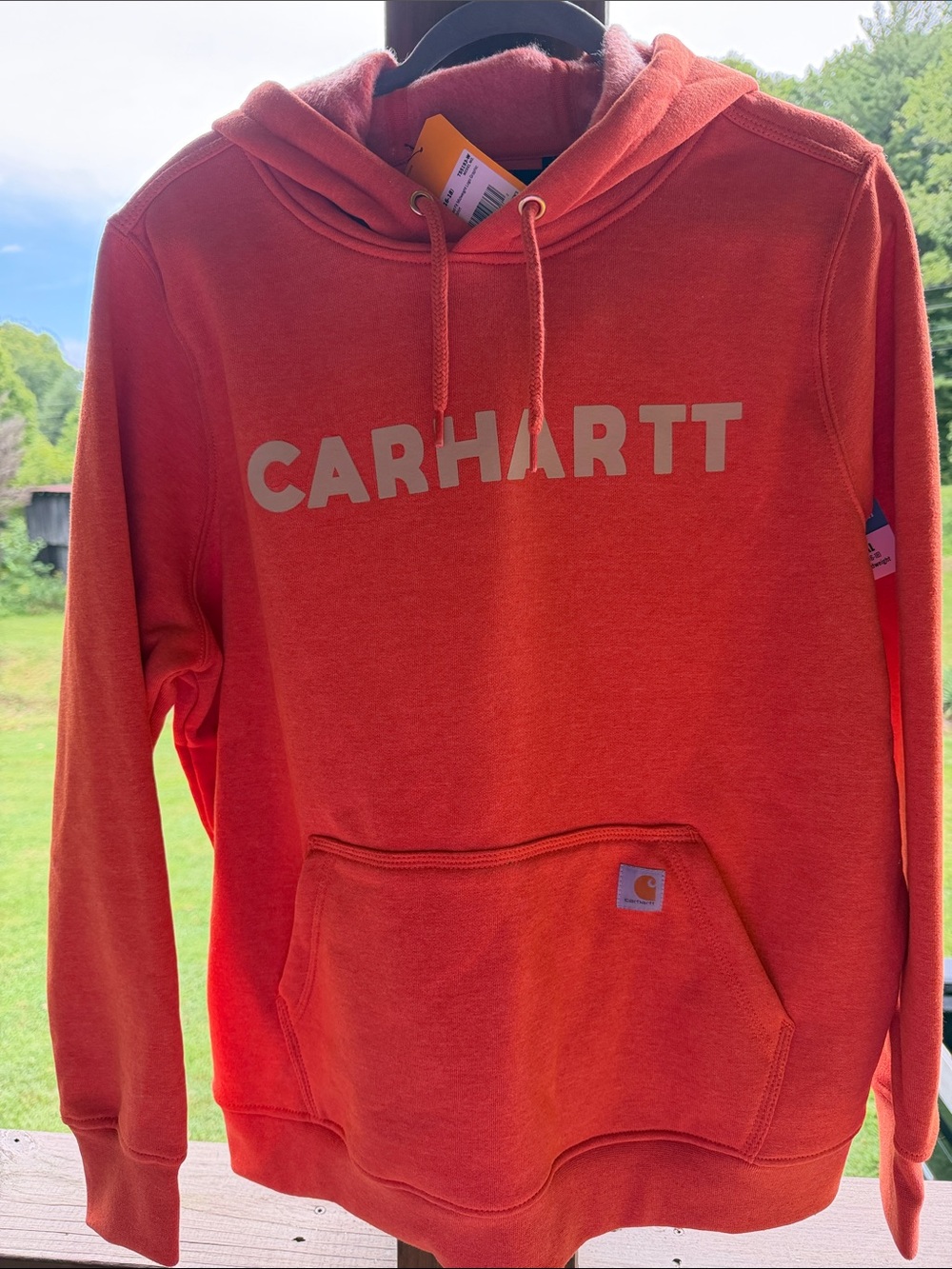 Carhartt XL Youth Boys (16-18) Orange Crewneck Hooded Sweatshirt with Logo